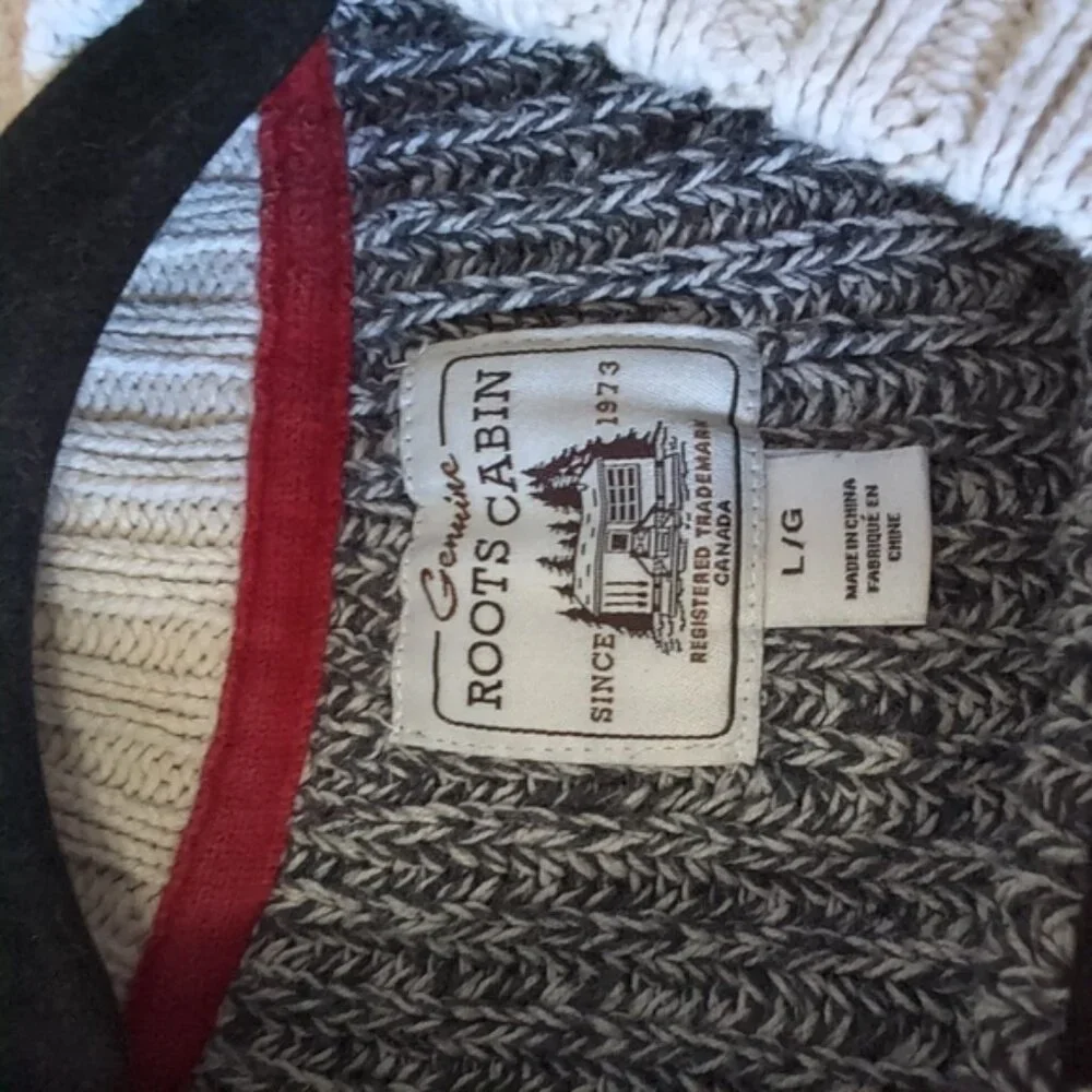 Roots Hiking Outdoor Cotton Cabin Cabincore Boxy Sweater L - Picture 5 of 7
